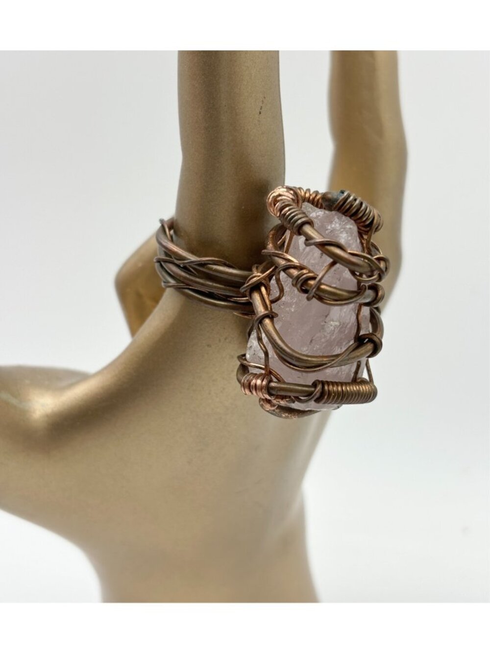 1970s Raw Amethyst Crystal Hand Crafted Ring-Copper Wrapped